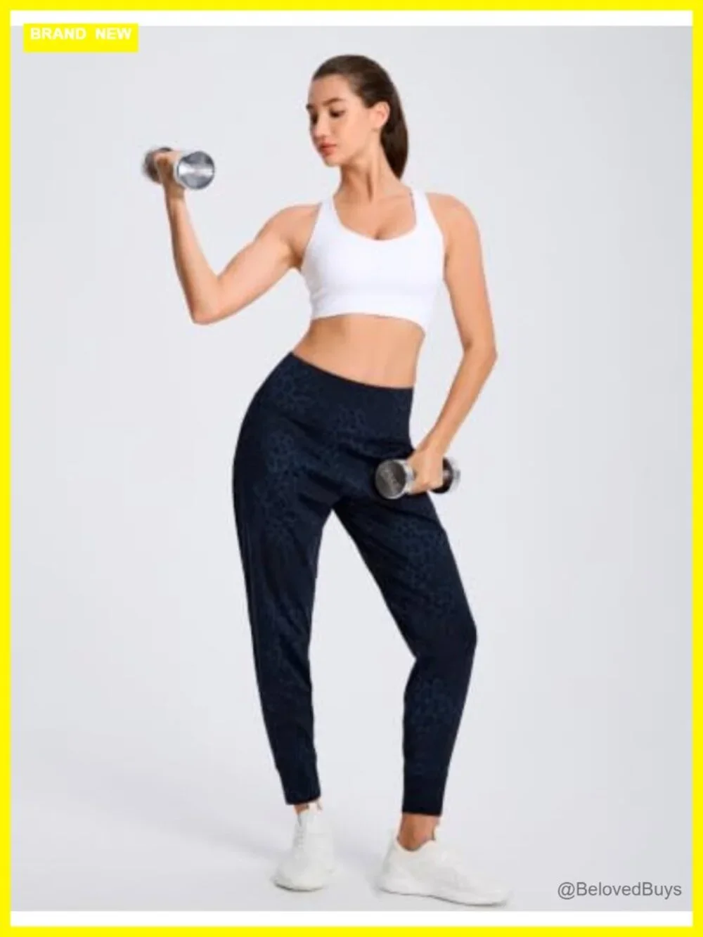 Polyamide Spandex Joggers with Pockets Tummy Control Tapered Ankle